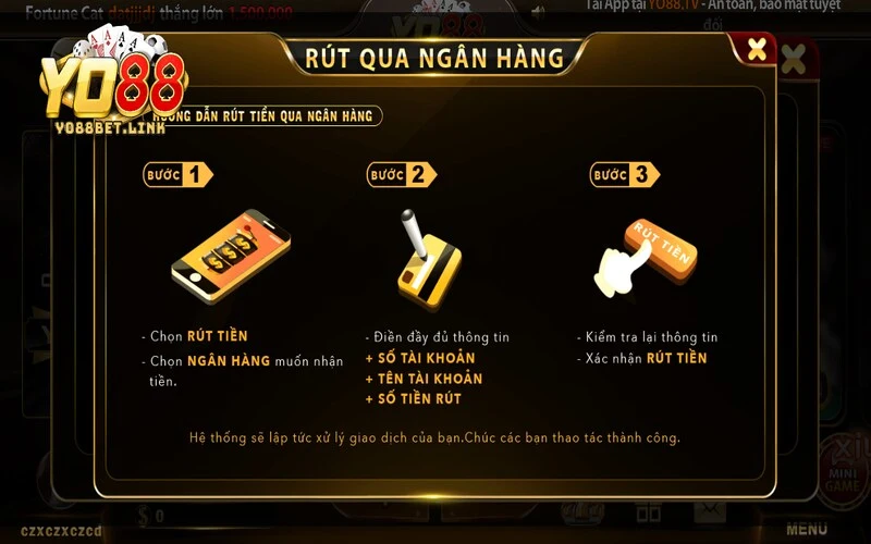 Hoàn thành thủ tục rút tiền Yo88 nhanh chóng