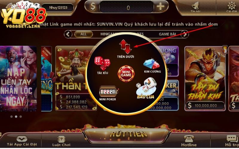 Trên dưới đã có mặt ở tất cả các cổng game và nhà cái online